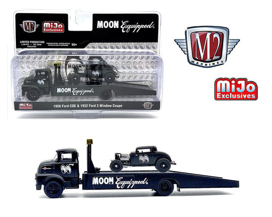 M2 Machines 1:64 Auto-Haulers 1956 Ford COE & 1932 Ford 3 Window Coupe -Matted Black – Mijo Exclusives