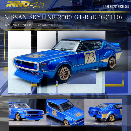 (Pre-Order) INNO64 1/64 NISSAN SKYLINE 2000 GT-R (KPGC110) Racing Concept Blue