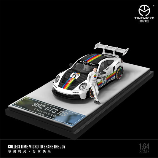 (Pre-Order) TIME MICRO 1/64 992 GT3 RS White Apple with Figurine