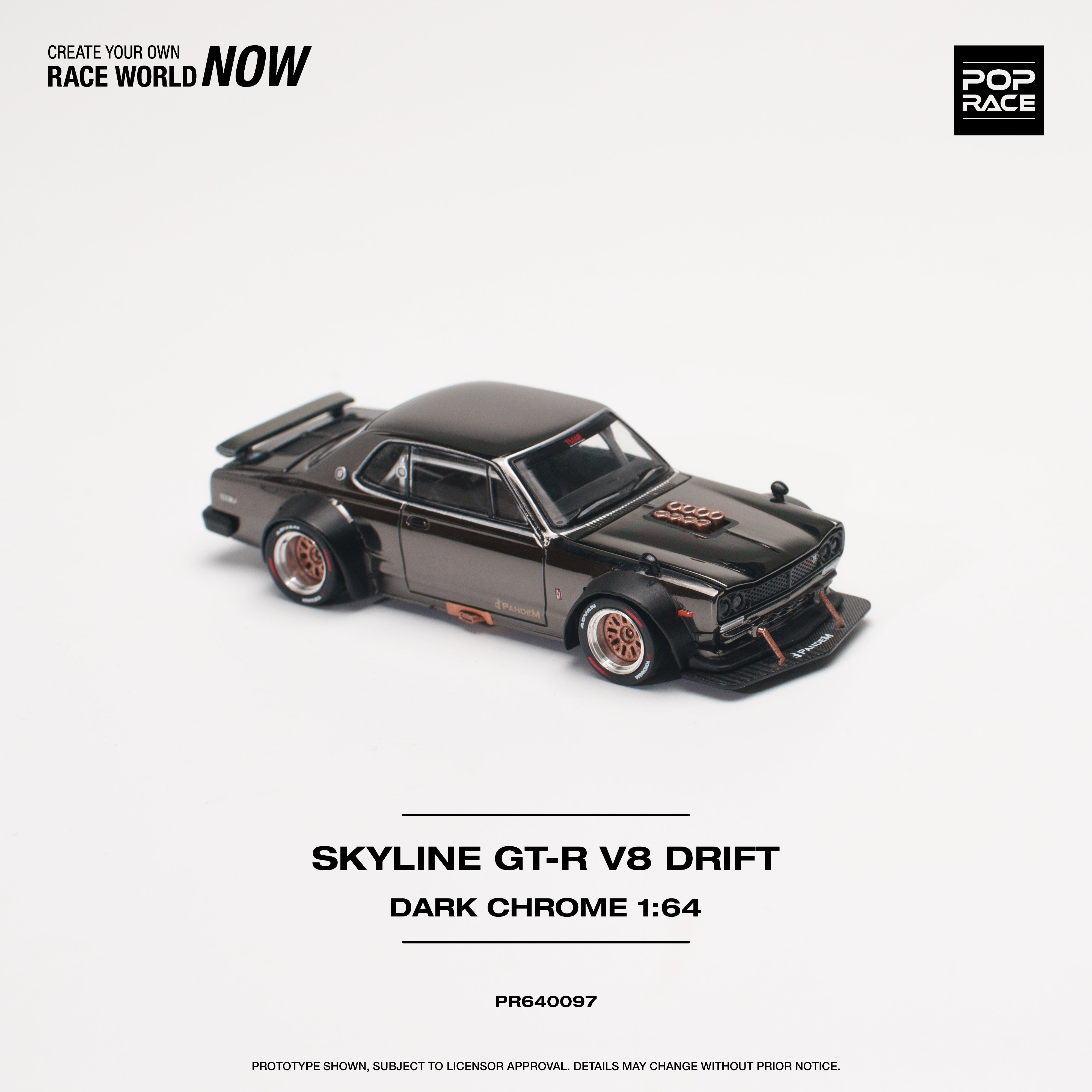 Pre-Order) POP RACE SKYLINE GT-R V8 DRIFT (HAKOSUKA) DARK CHROME – Ben's  Wheels