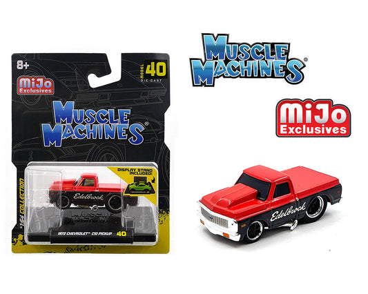 (Pre-Order) Muscle Machines 1:64 1972 Chevrolet C-10 Pick Up Edelbrock Limited Edition – Red with Black – Mijo Exclusives