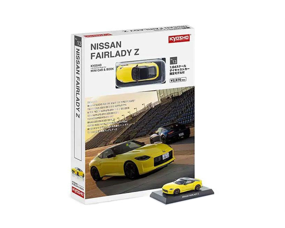 Kyosho 1:64 Mini Car & Book Nissan Fairlady Z Limited Edition – Yellow