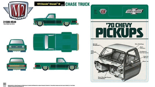 (Pre-Order) ***CHASE*** M2 Machines 1:64 1978 Chevrolet Silverado 30 – Green – Hobby Exclusive