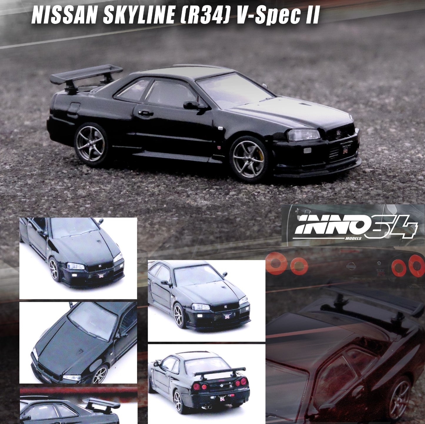 INNO64 1/64 Nissan Skyline GT-R (R34) V-SPEC II Black