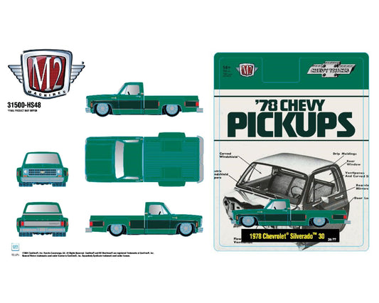 (Pre-Order) M2 Machines 1:64 1978 Chevrolet Silverado 30 – Green – Hobby Exclusive