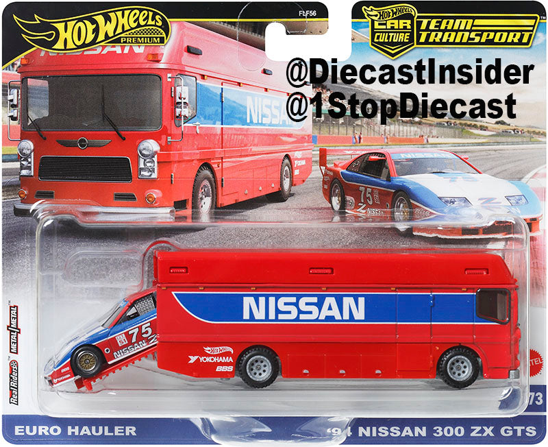 Hot Wheels Premium Car Culture Team Transport Euro Hauler & '94 Nissan 300ZX GTS