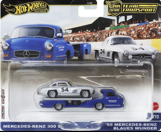 (Pre-Order) Hot Wheels Team Transport ‘55 Mercedes-Benz Blaues Wunder & Mercedes-Benz 300 SL