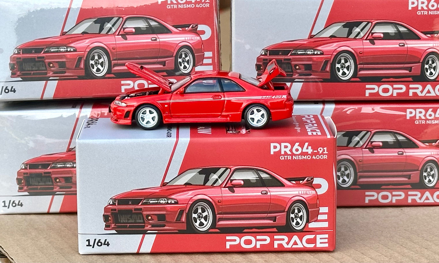 Pop Race 1/64 Nissan GT-R R33 NISMO 400R - Super Clear Red