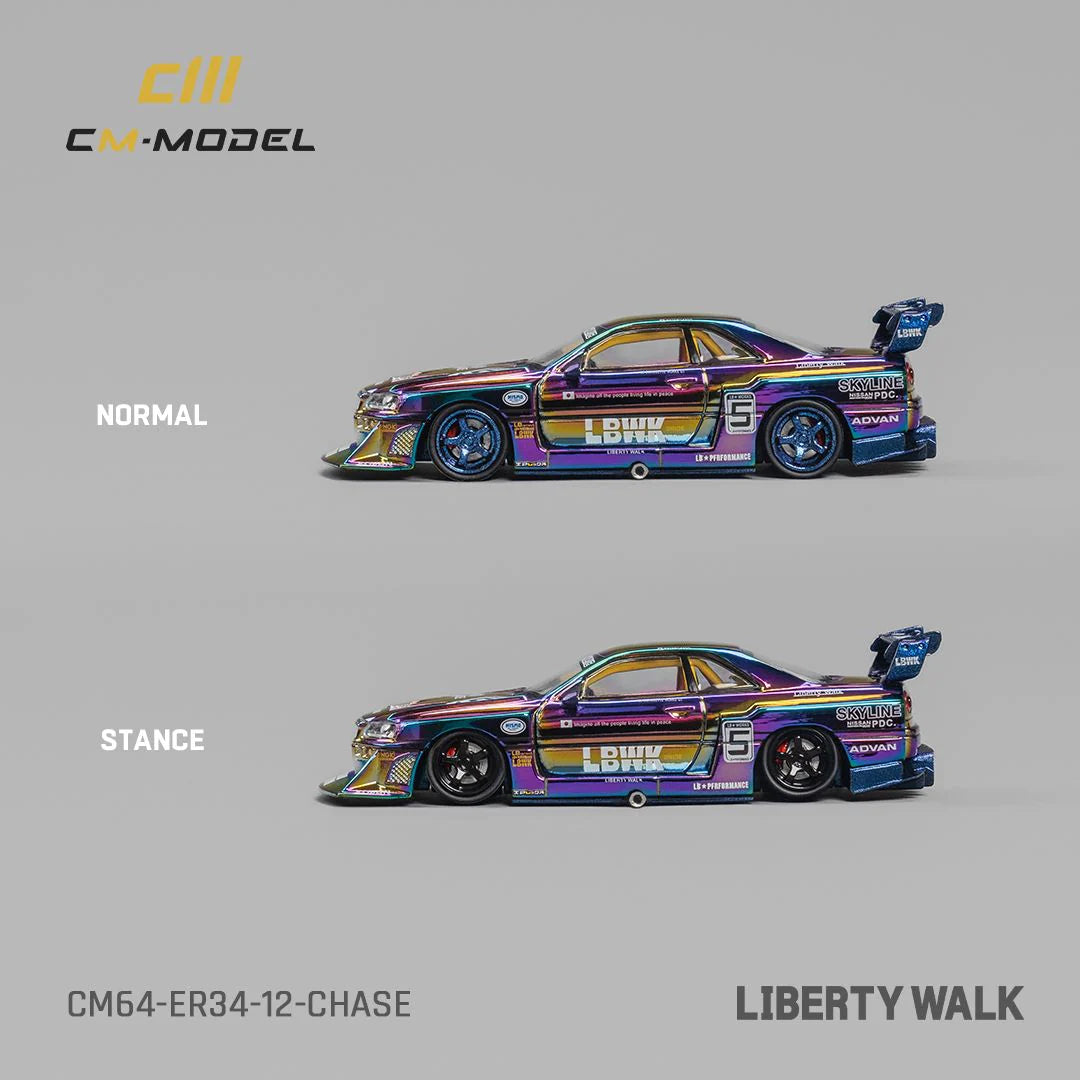 CM MODEL 1/64 Nissan LBWK ER34 Super Silhouette Chrome Color