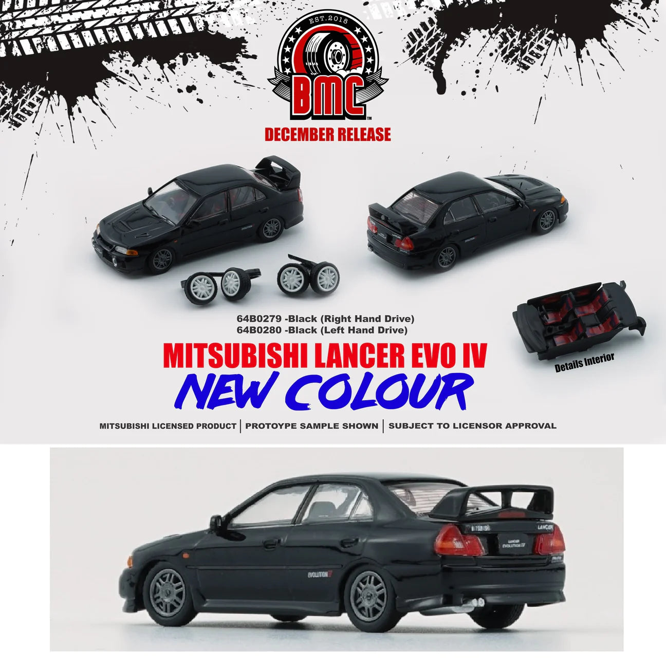 BM CREATIONS JUNIOR 1/64 Mitsubishi Lancer EVO IV BLACK LHD