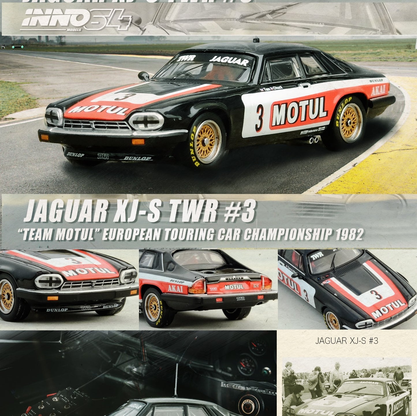 INNO64 1/64 JAGUAR XJ-S TWR #3 "TEAM MOTUL" European Tooling Car Championship 1982 T. Walkinshaw / C. Nicholson