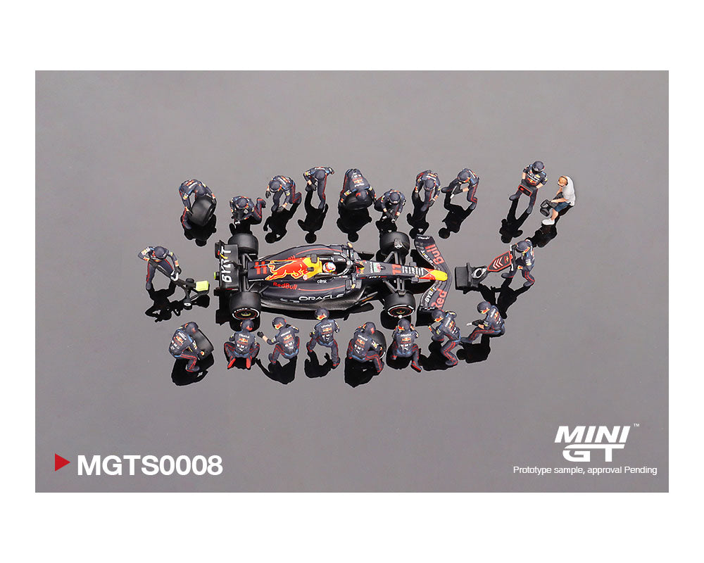 (Pre-Order) Mini GT 1:64 Oracle Red Bull Racing RB18 #11 Sergio P. 2022 Abu Dhabi GP Pit Crew Set Limited Edition Set