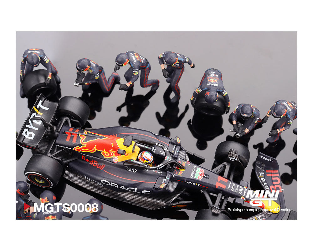 (Pre-Order) Mini GT 1:64 Oracle Red Bull Racing RB18 #11 Sergio P. 2022 Abu Dhabi GP Pit Crew Set Limited Edition Set