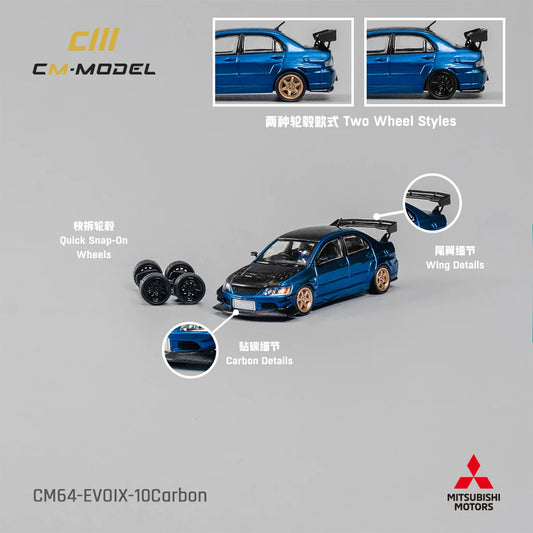 (Pre-Order) CM MODEL 1/64 Misubishi Lancer Evoix Metallic Blue Carbon