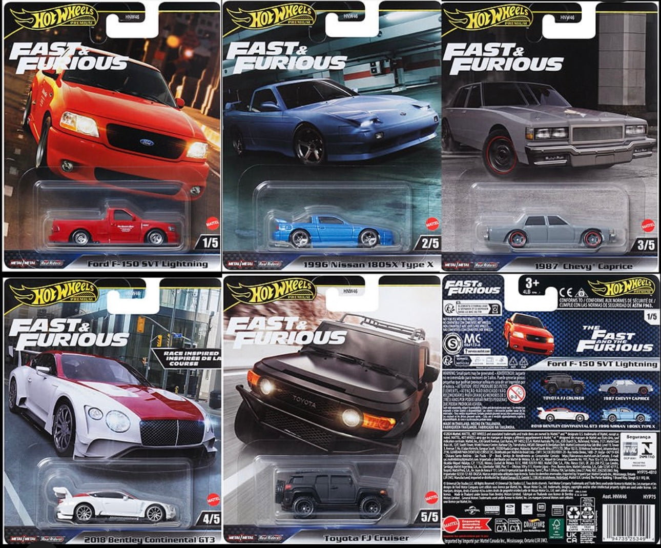 Hot Wheels Premium Fast & Furious Mix H Set of 5