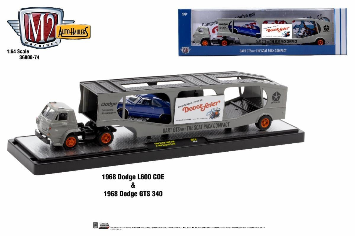 (Pre-Order) M2 Machines Auto Haulers 1968 Dodge L600 COE & 1968 Dodge GTS 340