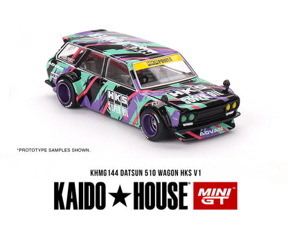 (Pre-Order) ***CHASE*** Kaido House x Mini GT 1:64 Datsun KAIDO 510 Wagon HKS V1 – Oil Splash Pattern