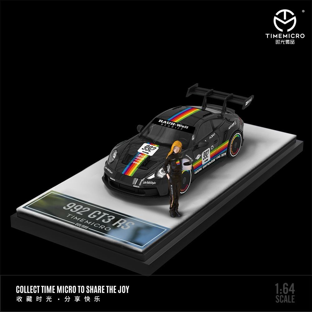 (Pre-Order) TIME MICRO 1/64 992 GT3 RS Black Apple with Figurine