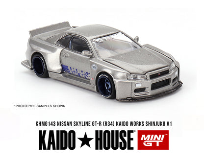 (Pre-Order) ***CHASE*** Kaido House x Mini GT 1:64 Nissan Skyline GT-R (R34) Kaido Works SHINJUKU V1 – Silver