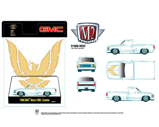 (Pre-Order) ***CHASE*** M2 Machines 1:64 1988 GMC Sierra 1500 Custom – White – Hobby Exclusive