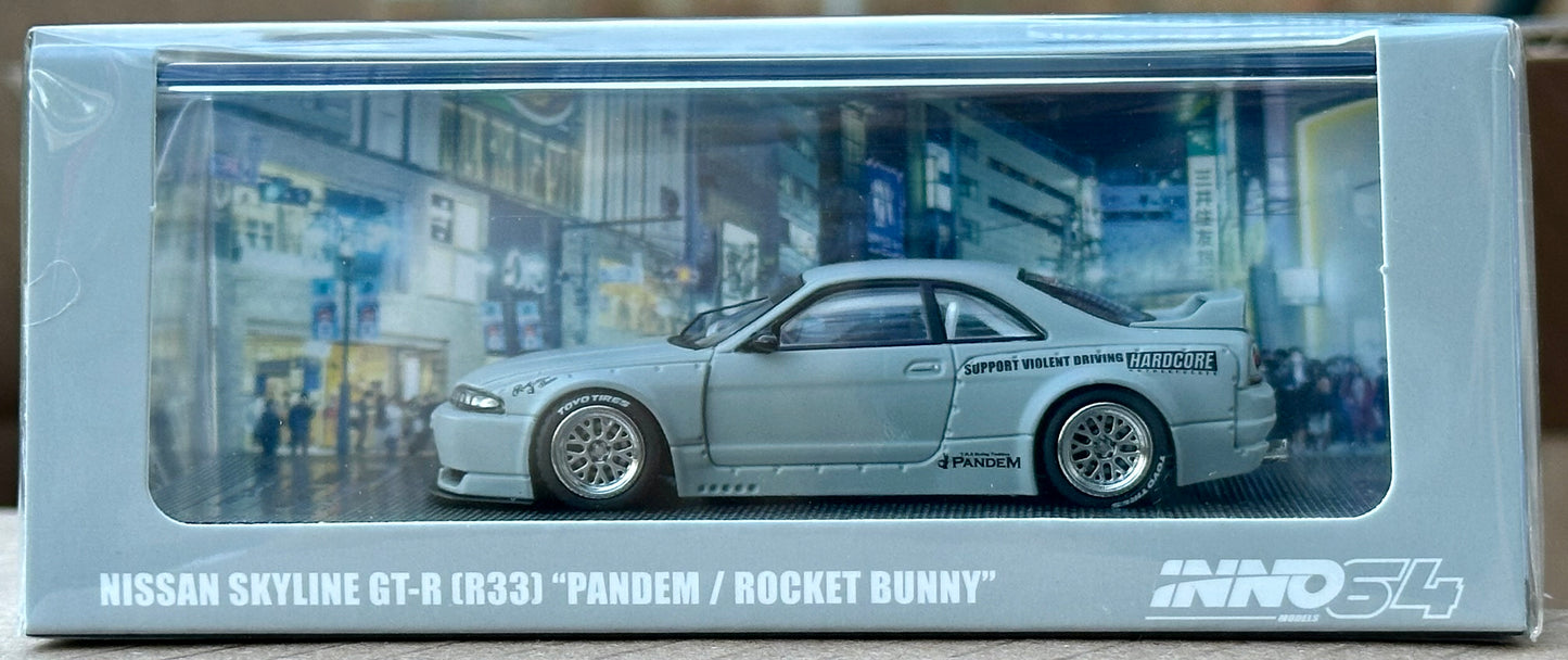 INNO64 NISSAN SKYLINE GT-R (R33) "Pandem / Rocket Bunny" Cement Grey Matte