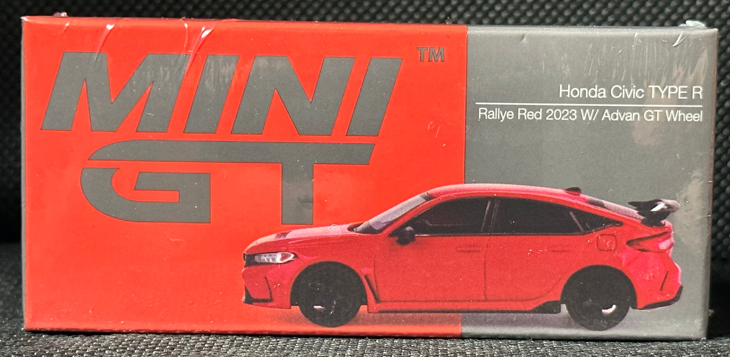 MINI GT 1/64 Honda Civic Type R Rallye Red 2023 w/ Advan GT Wheel LHD of