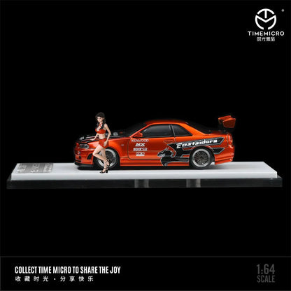 (Pre-Order) TIME MICRO 1/64 Need For Speed GT-R R34 Red / Orange with Figurine