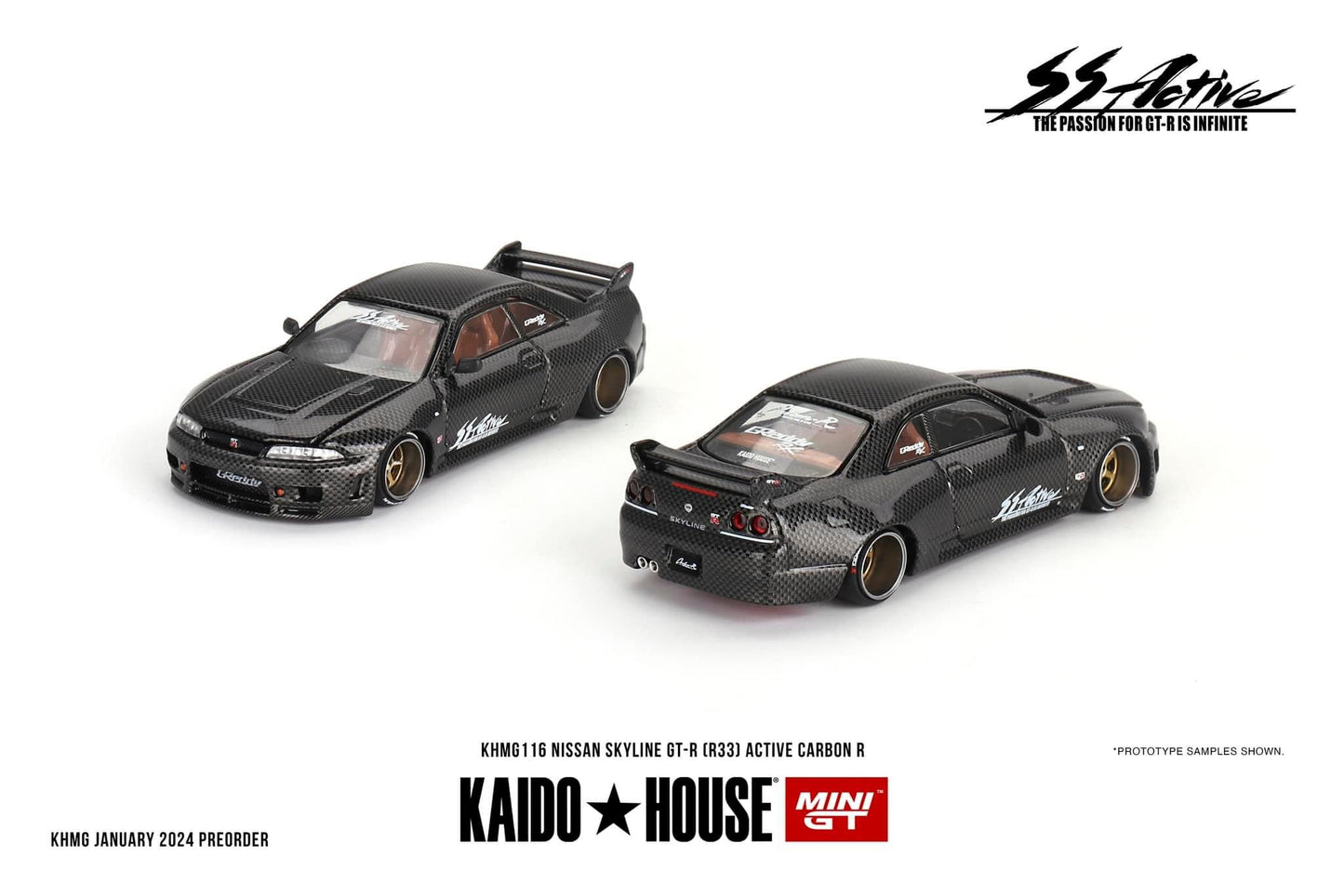 (Pre-Order) Kaido House x Mini GT Nissan Skyline GT-R (R33) Active Carbon