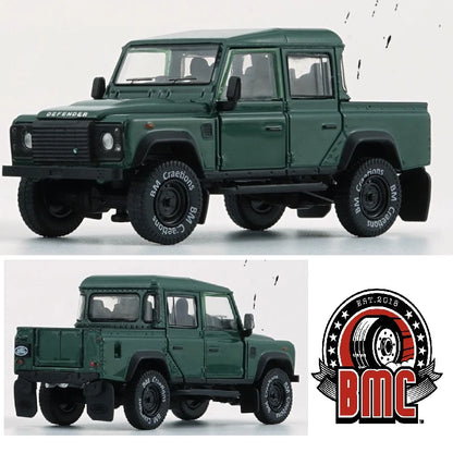 BM CREATIONS JUNIOR 1/64 Land Rover 2016 Defender 110 Pick Up Green (LHD)