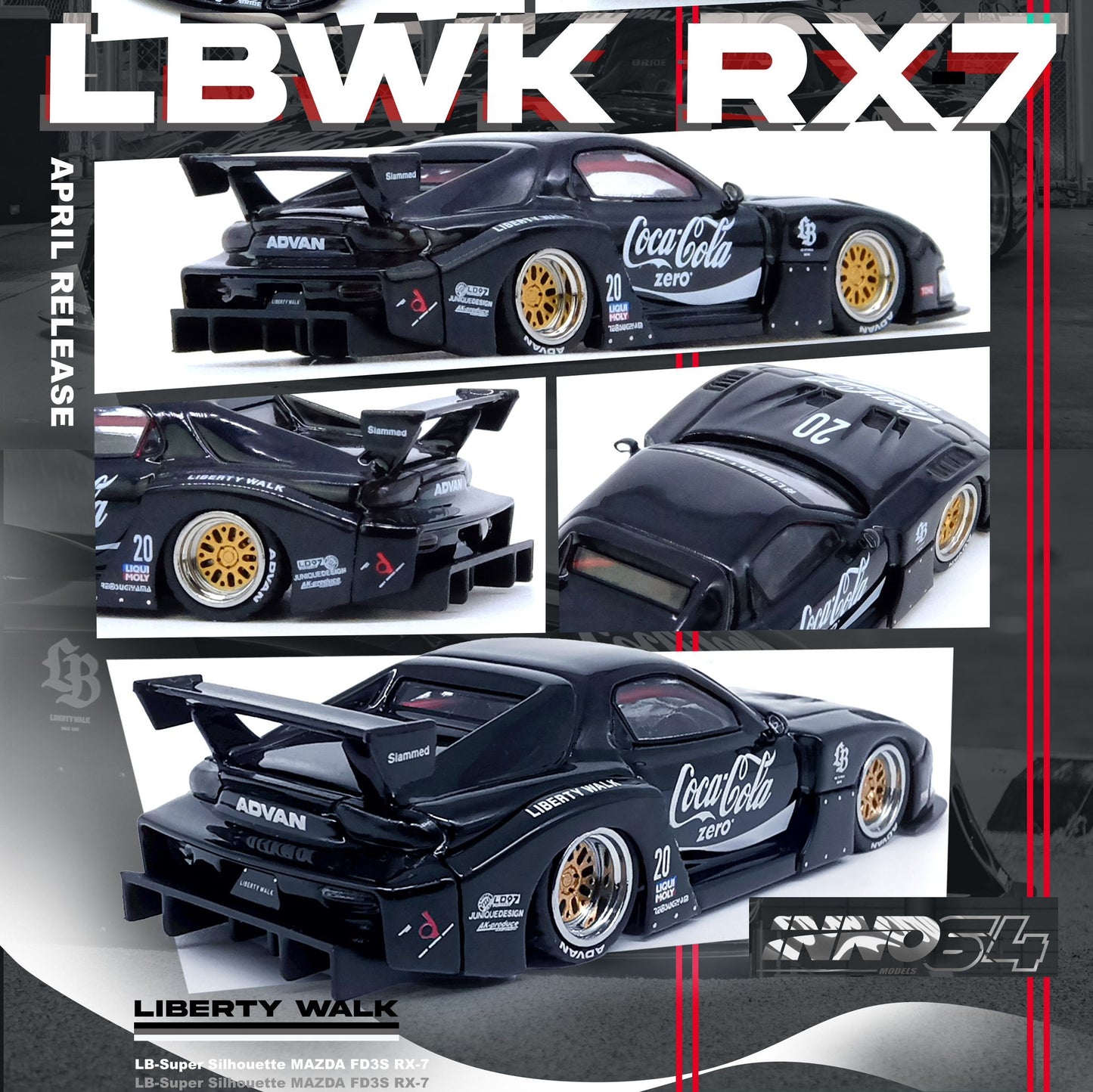 (Pre-Order) INNO64 1/64 MAZDA RX7 (FD3S) LB-SUPER SILHOUETTE - Black