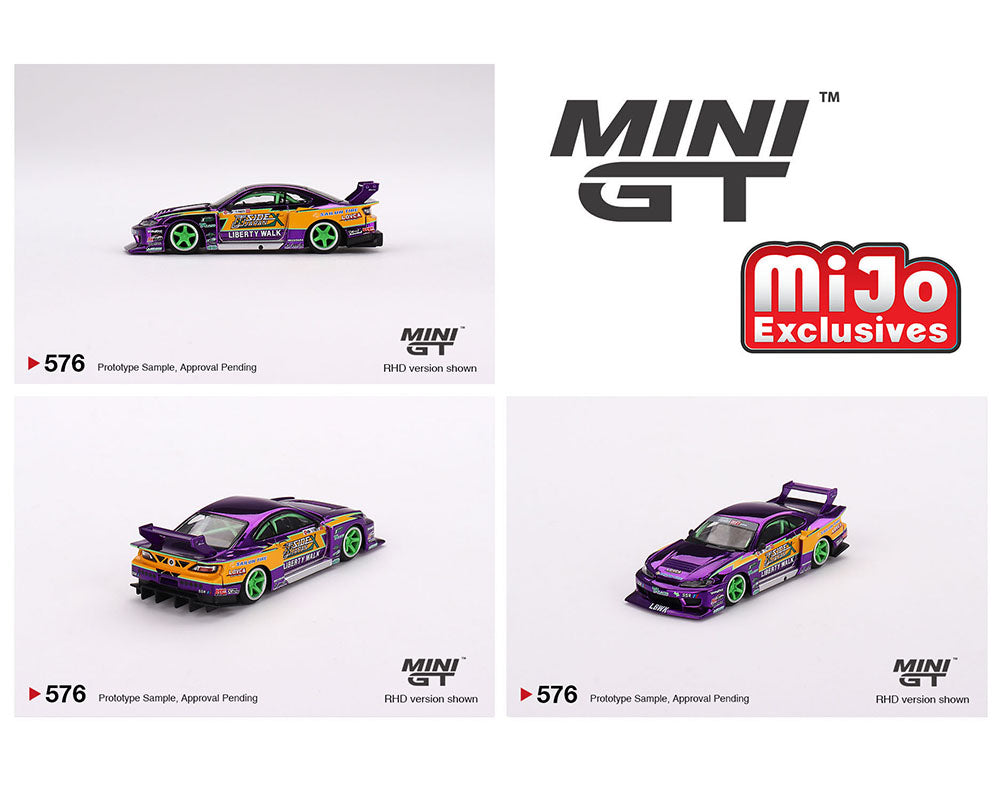 (Pre-Order) Mini GT 1:64 Nissan S15 SILVIA LB-Super Silhouette #555 2022 Formula Drift Japan Chrome Purple Mijo Exclusives
