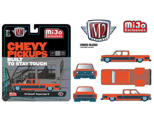 (Pre-Order) ***CHASE*** M2 Machines 1:64 1973 Chevrolet Cheyenne Super 30 Orange – Mijo Exclusives Limited Edition