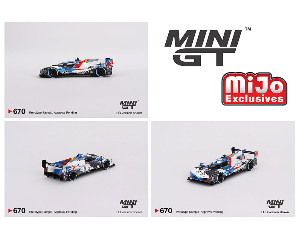 (Pre-Order) Mini GT 1:64 BMW M Hybrid V8 GTP #24 BMW M Team RLL 2023 IMSA Daytona 24 Hrs – MiJo Exclusives