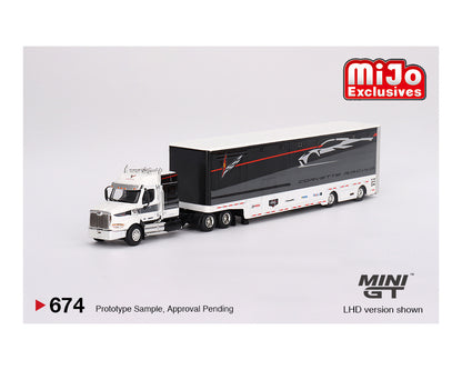 Mini GT 1:64 Chevrolet Corvette C8R Racing Cars #3 & #33 Winners with Western Star Transporter – Mijo Exclusives