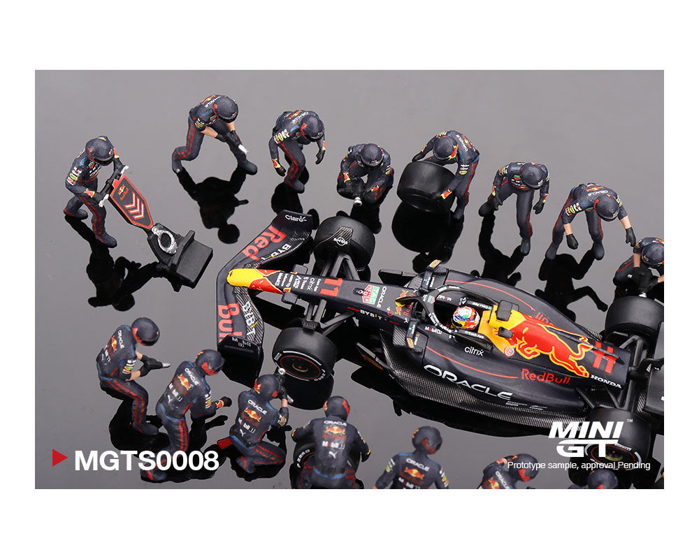 (Pre-Order) Mini GT 1:64 Oracle Red Bull Racing RB18 #11 Sergio P. 2022 Abu Dhabi GP Pit Crew Set Limited Edition Set