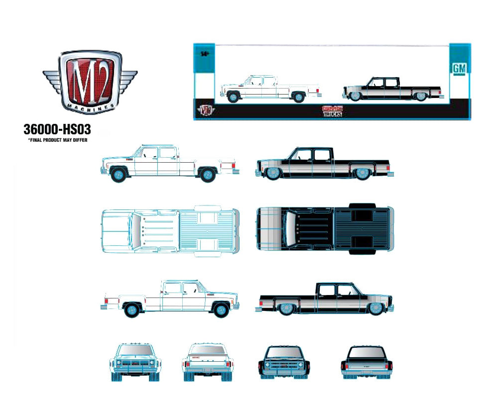(Pre-Order) M2 Machines 1:64 1973 GMC Sierra 3500 & 1976 GMC Truck 2-Car Set – Auto-Haulers Release – Hobby Exclusives