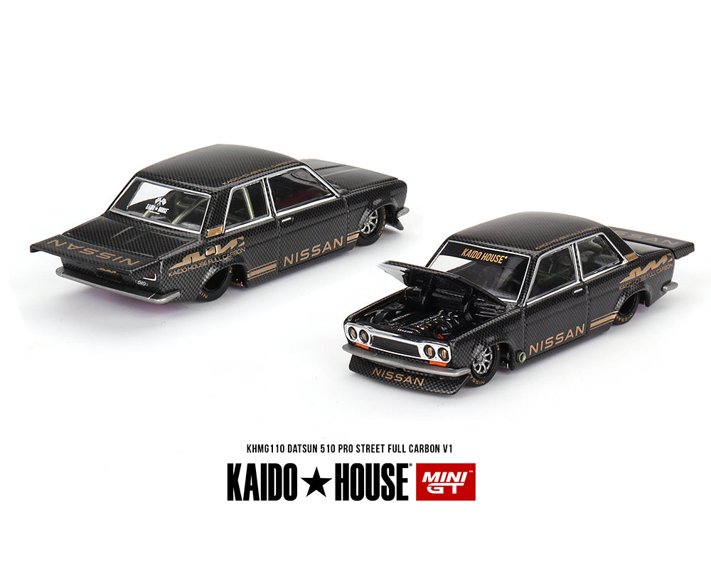 (Pre-Order) Kaido House x Mini GT 1:64 Datsun 510 Pro Street Full Carbon V1- Black Carbon