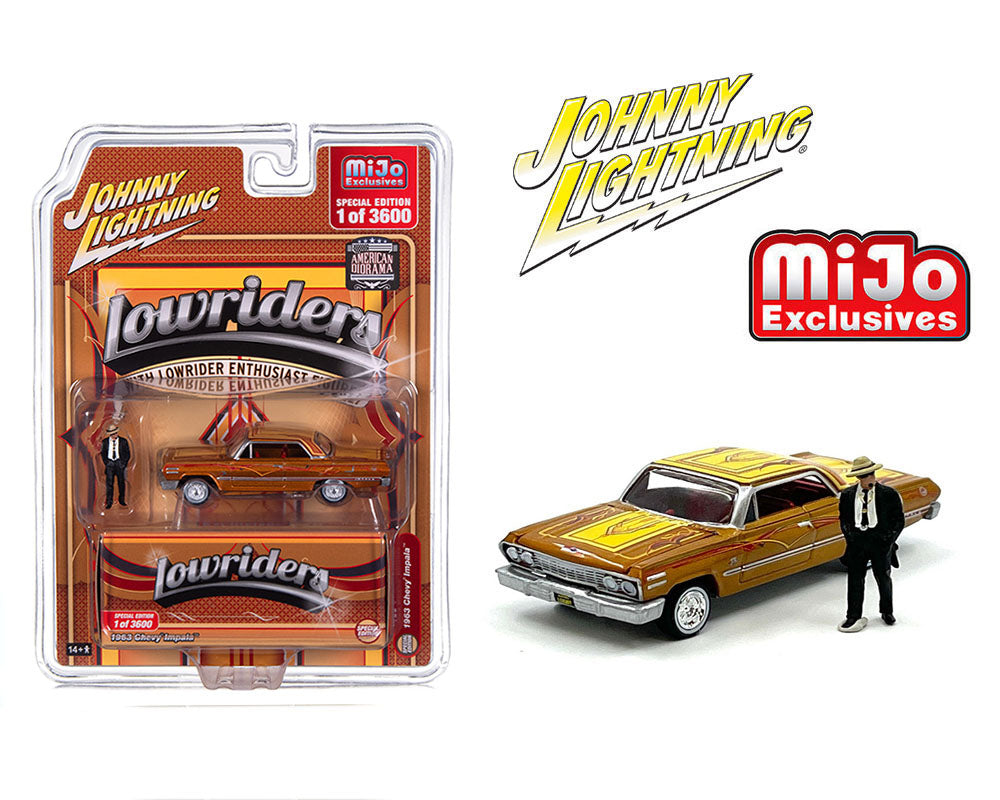 Johnny Lightning 1:64 Lowriders 1963 Chevrolet Impala with American Diorama Figure – Mijo Exclusives