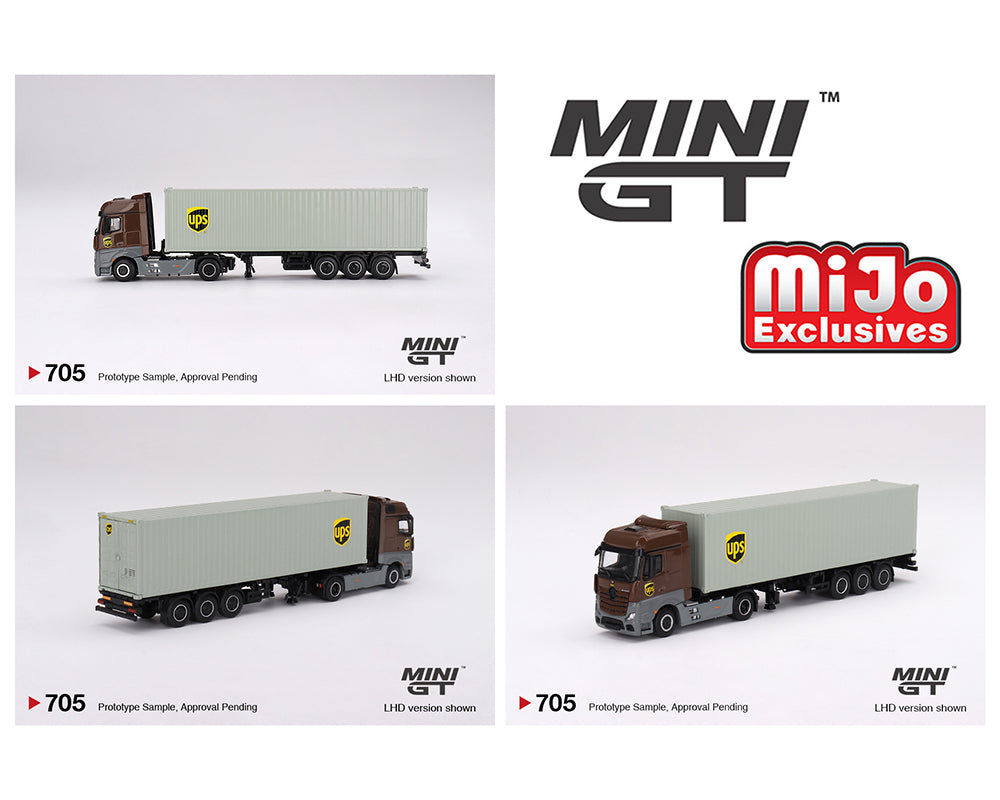 (Pre-Order) Mini GT 1:64 Mercedes-Benz Actros with 40 Ft Dry Container – UPS Europe