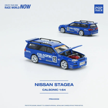 (Pre-Order) POPRACE 1/64 Nissan Stagea - Calsonic