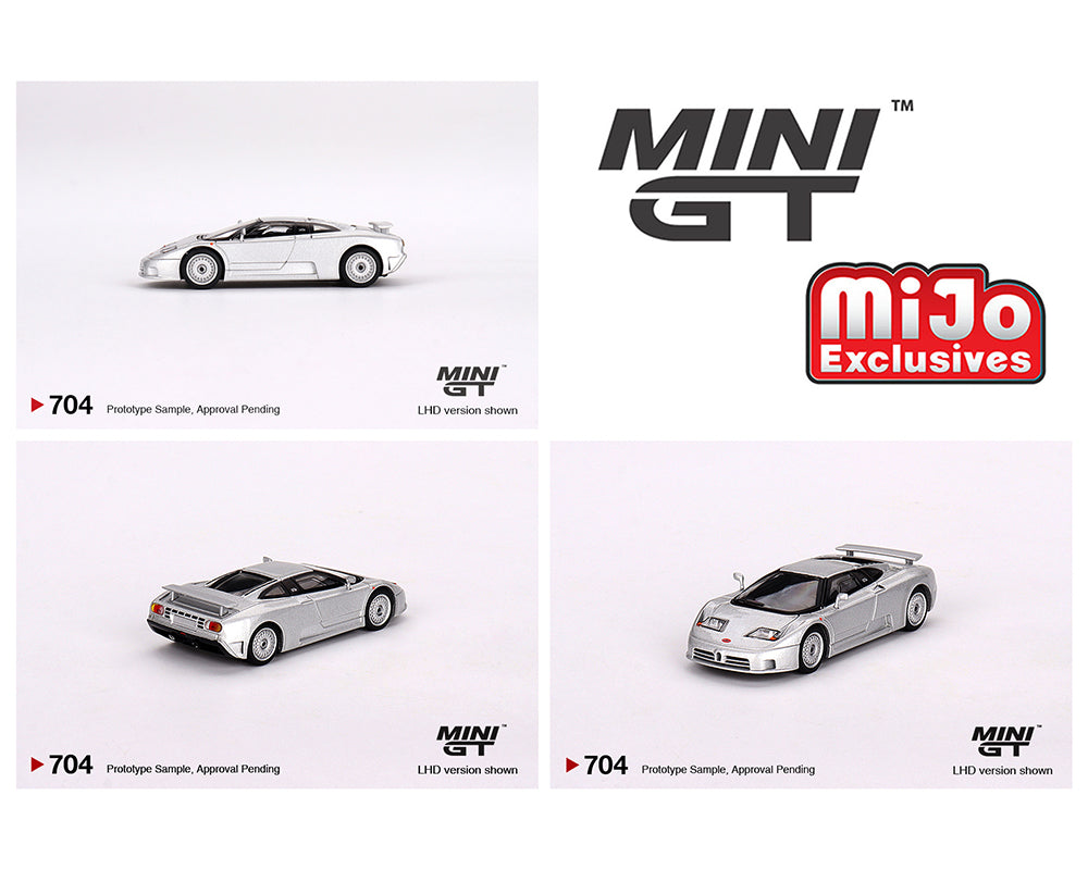 (Pre-Order) Mini GT 1:64 Bugatti EB110 GT Grigio Chiaro- Silver – MiJo Exclusives