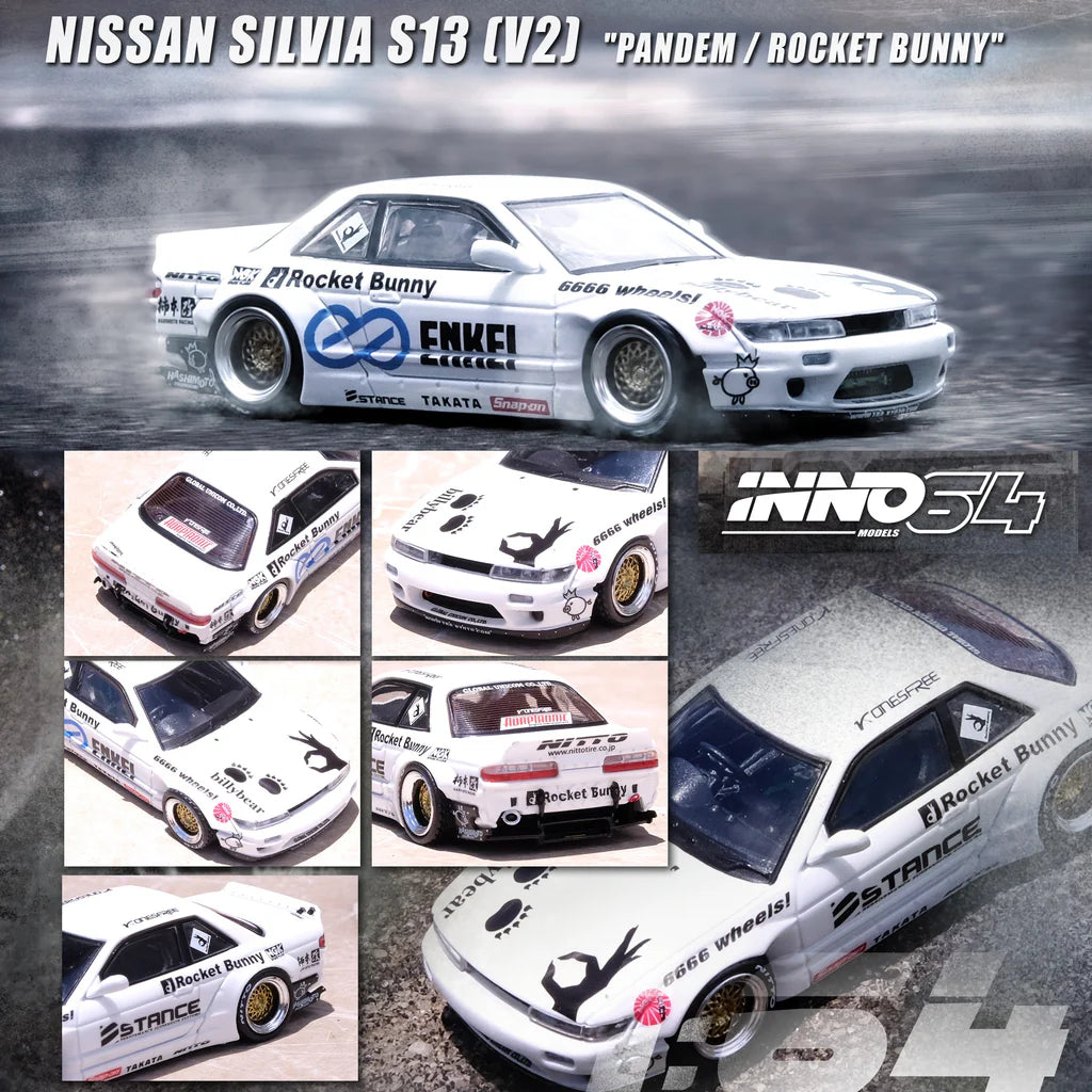 INNO64 1/64 NISSAN SILVIA S13 (V2) PANDEM / ROCKET BUNNY White